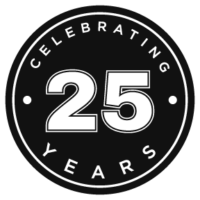 HRLY_25YearsBadge_Black Randall + Hurley celebrating 25 years logo